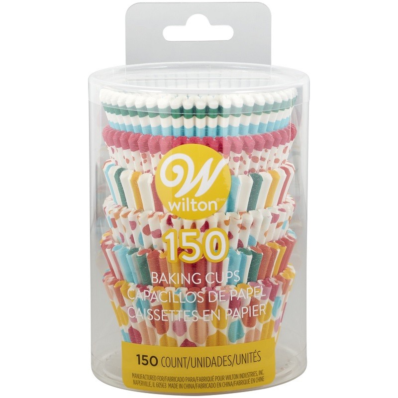 Polka Dots and stripes Standard cupcake papers 150 BRIGHTS