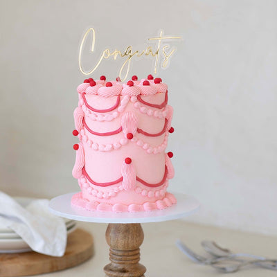 GOLD and OPAQUE LAYERED acrylic CAKE TOPPER Congrats