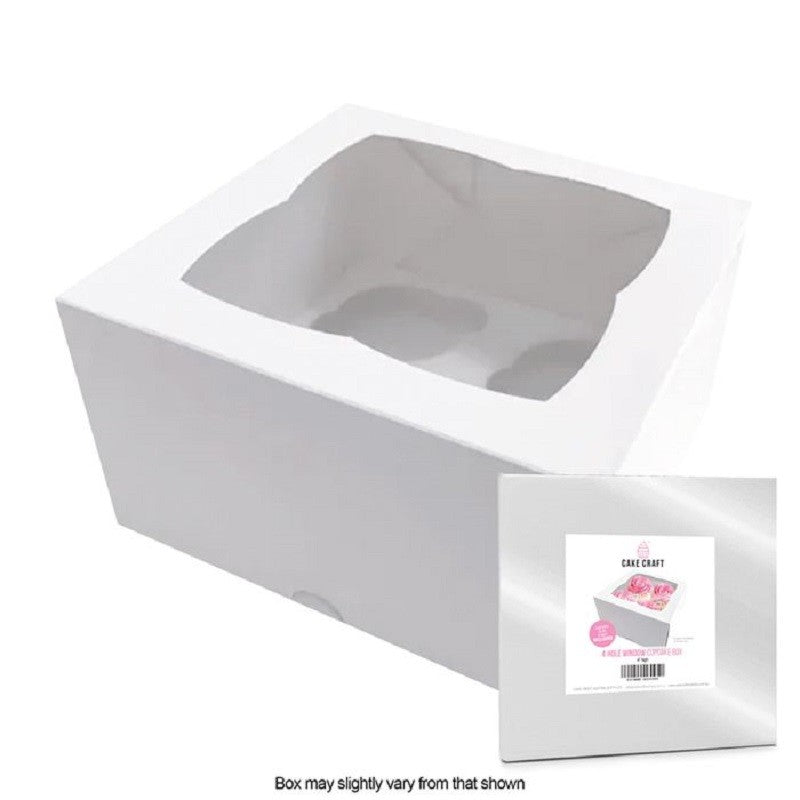 Cupcake box WHITE (holds 4) by Cake Craft
