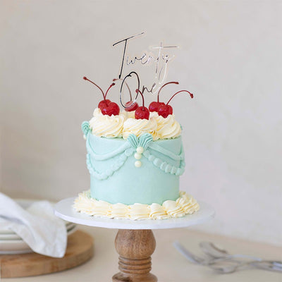 Silver and OPAQUE LAYERED acrylic CAKE TOPPER Twenty one