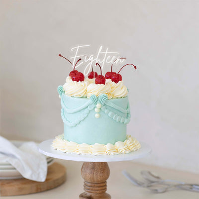 Silver and OPAQUE LAYERED acrylic CAKE TOPPER Eighteen