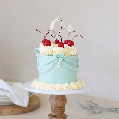 Silver and OPAQUE LAYERED acrylic CAKE TOPPER One