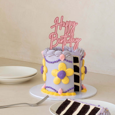 Pink and pink OPAQUE LAYERED acrylic CAKE TOPPER HAPPY BIRTHDAY