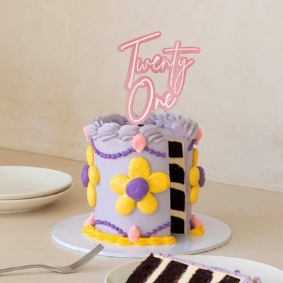 Pink and pink OPAQUE LAYERED acrylic CAKE TOPPER Twenty one