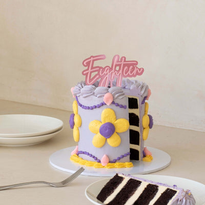 Pink and pink OPAQUE LAYERED acrylic CAKE TOPPER Eighteen
