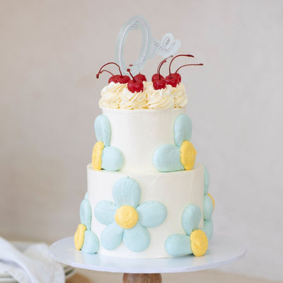 Light blue and Silver OPAQUE LAYERED acrylic CAKE TOPPER One