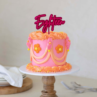 HOT PINK AND PINK LAYERED acrylic CAKE TOPPER Eighteen