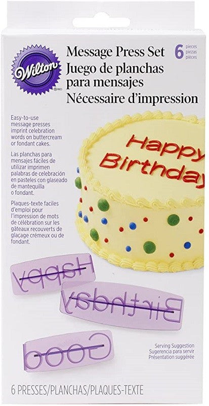 6 piece message Embosser press set Imprint before piping