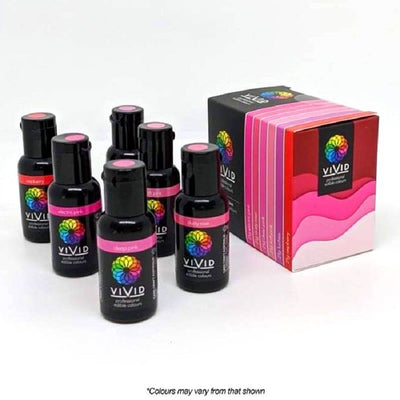 Vivid 6 pack gel paste food colouring 21g bottles Pink Passion