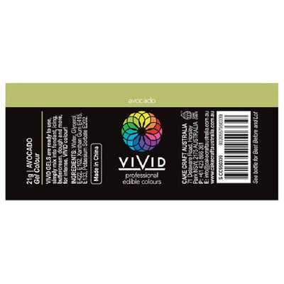 Vivid Gel paste food colouring Avocado Green information label