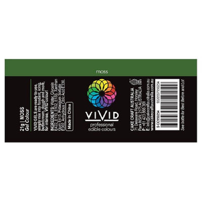 Vivid Gel paste food colouring Moss Green Information label