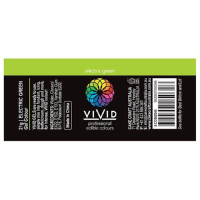 Vivid Gel paste food colouring Electric Green Information label