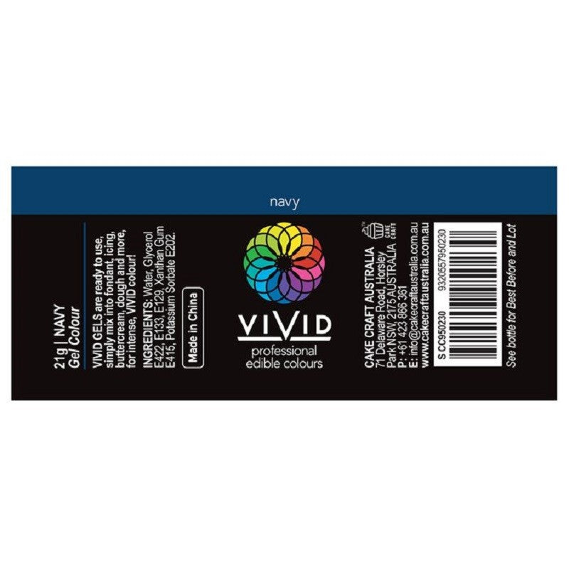 Vivid Gel paste food colouring Navy Blue Information label