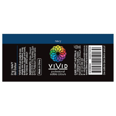 Vivid Gel paste food colouring Navy Blue Information label