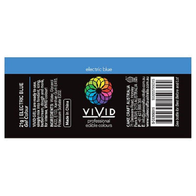Vivid Gel paste food colouring Electric Blue Information label