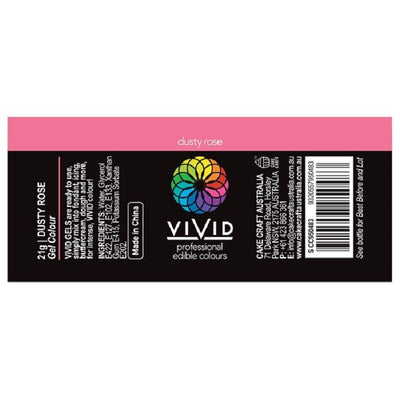 Vivid Gel paste food colouring Dusty Rose Pink Information label