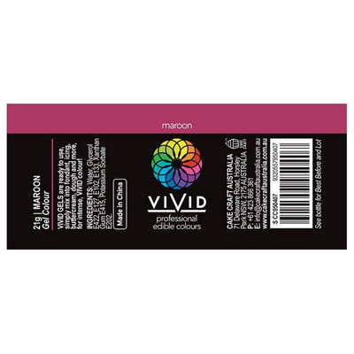 Vivid Gel paste food colouring Maroon Information label