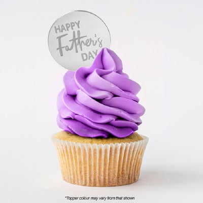 Happy Fathers Day ROUND MIRROR TOPPER Silver