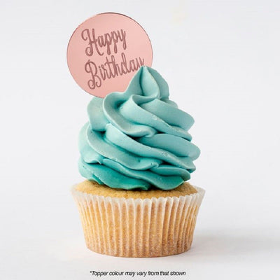 Happy Birthday ROUND MIRROR TOPPER Rose Gold