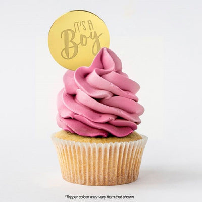 Its a boy ROUND MIRROR TOPPER Gold