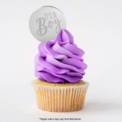 Its a boy ROUND MIRROR TOPPER Silver
