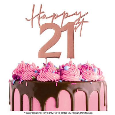 Rose Gold METAL CAKE TOPPER HAPPY 21st