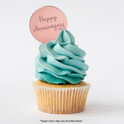 Happy Anniversary ROUND MIRROR TOPPER Rose Gold