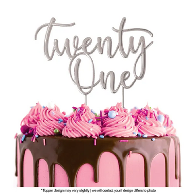 Silver Metal Twenty One pick topper 21st Style 1