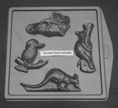 Australian animals chocolate mould Kangaroo Koala Lizard Kookaburra