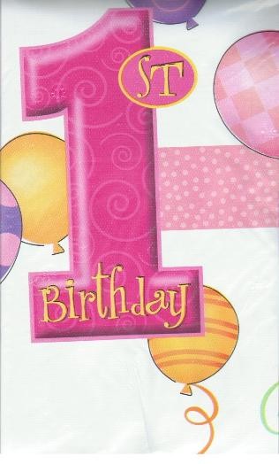 1st birthday party tablecover PINK