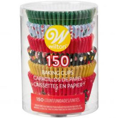 Christmas traditional Plain and printed standard cupcake papers 150 pack