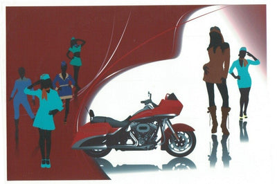 A4 Edible icing image Motorbike and ladies