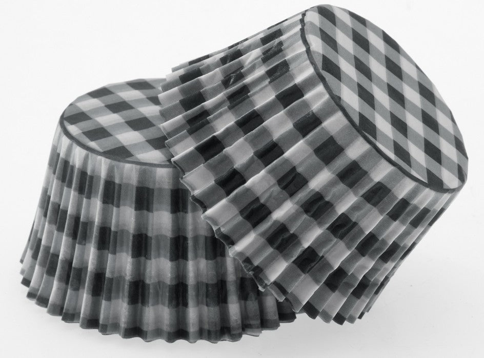 Gingham BLACK standard cupcake papers