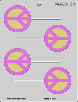 Peace sign lollipop chocolate mould