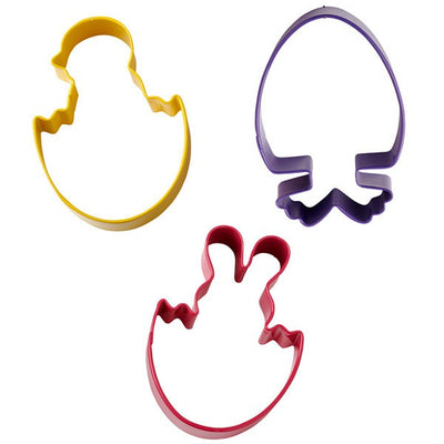Easter set 3 Cookie Cutters Eggs hatching chick and bunny