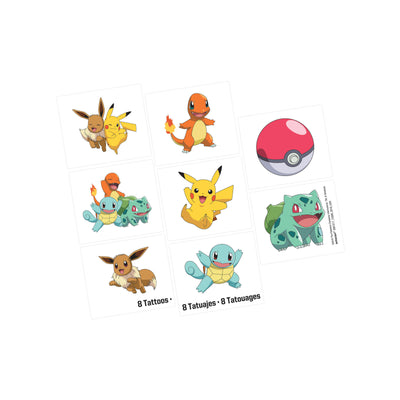 Pokemon party tattoos pack of 8