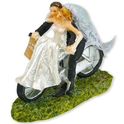 Bride & Groom wedding cake topper Bicycle couple
