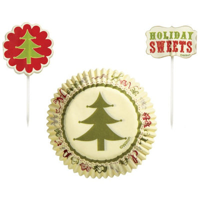 Christmas tree Cupcake papers & picks combo pack