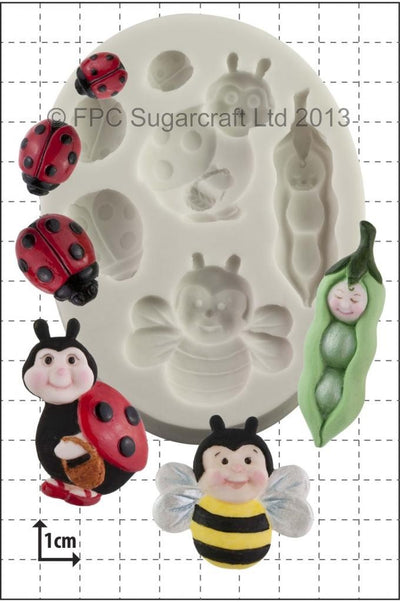 Peapod baby ladybug and bee silicone mould