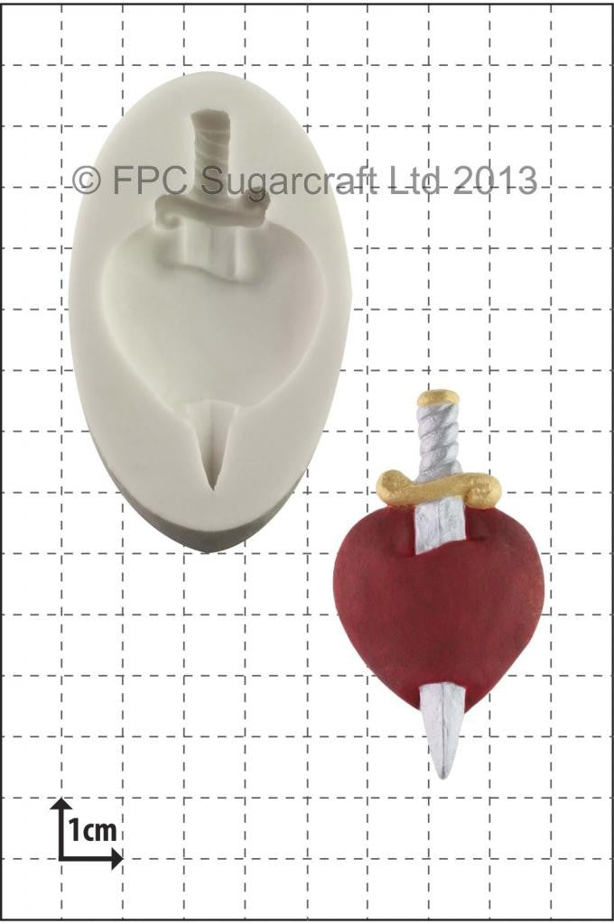 Heart and dagger silicone mould