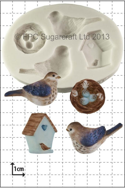 Baby birds & bird house and nest silicone mould
