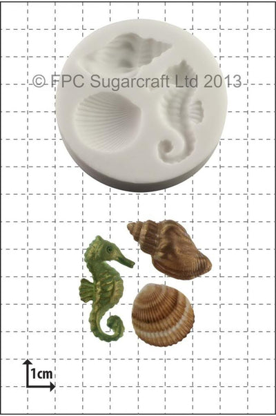 Seahorse and Seashells shells silicone mould