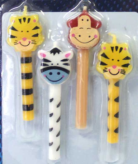 Shaped safari jungle zoo animal face candles