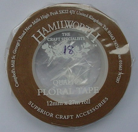 Beige or Coffee Brown Floral Tape 13mm