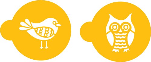 Retro Owl & Bird stencil