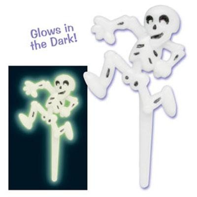 Glow in the dark SKELETON cupcake picks (12)