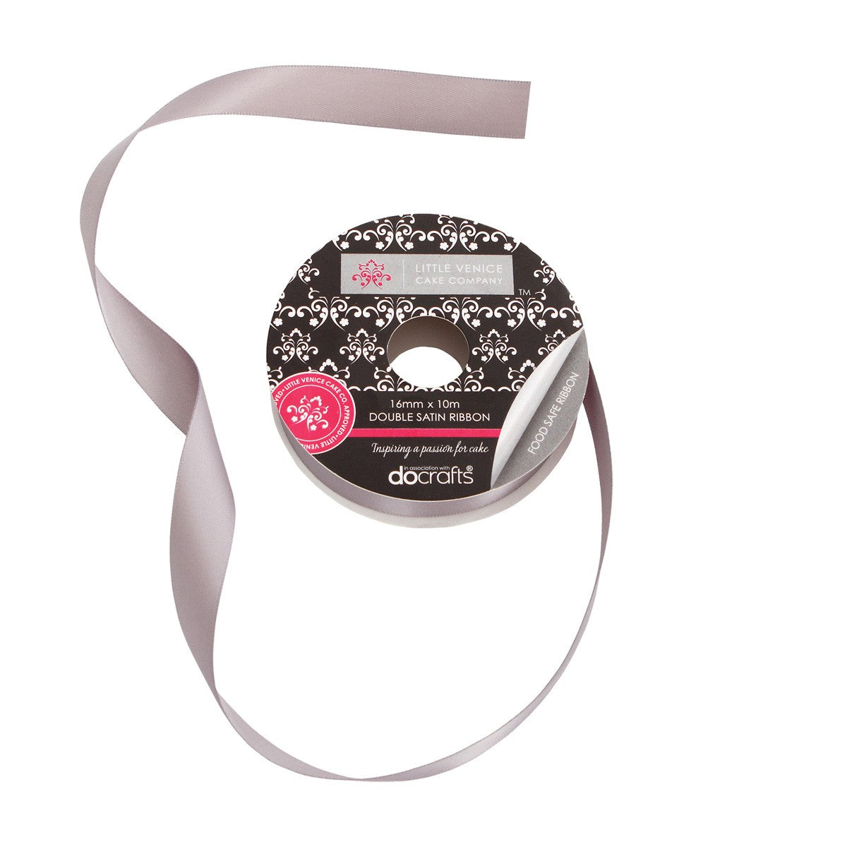 LVCC Silver 16mm Double satin ribbon spool x10 metres