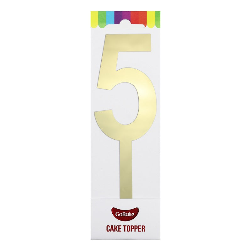 Large Gold acrylic number topper 5