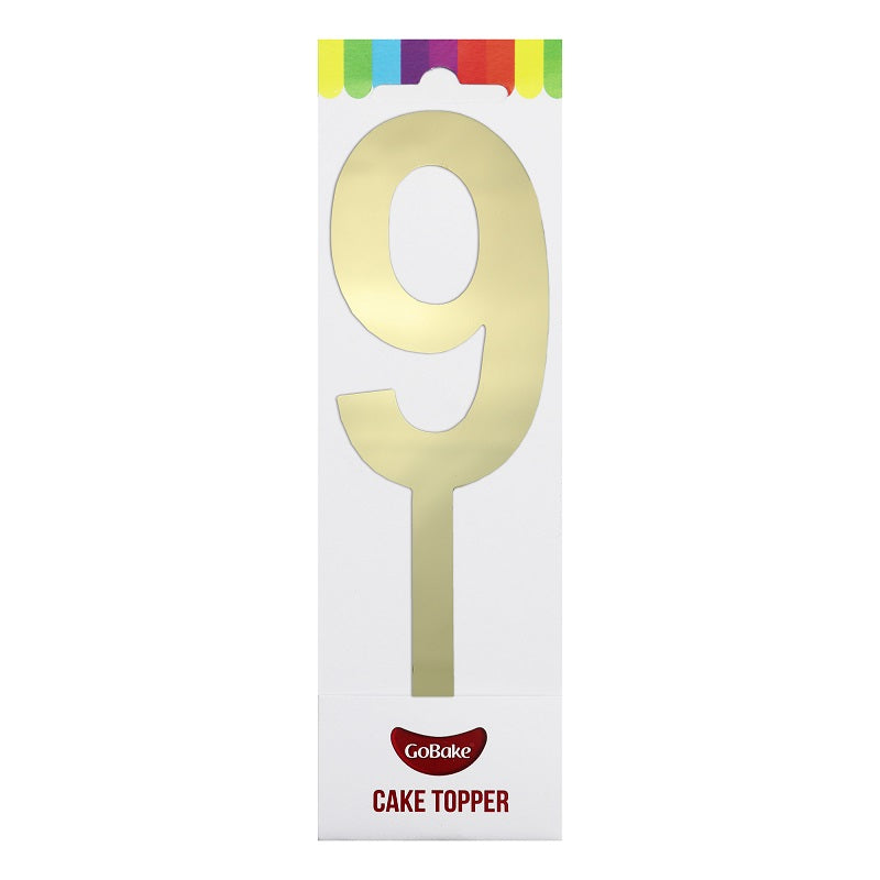 Large Gold acrylic number topper 9