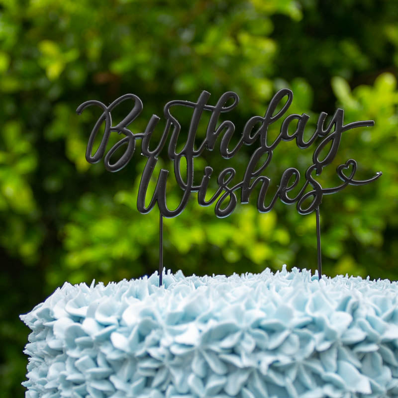 Birthday Wishes Black metal cake topper